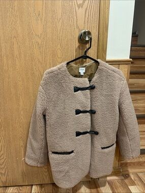 J. Crew Tan Teddy Toggle Jacket with Black Trim